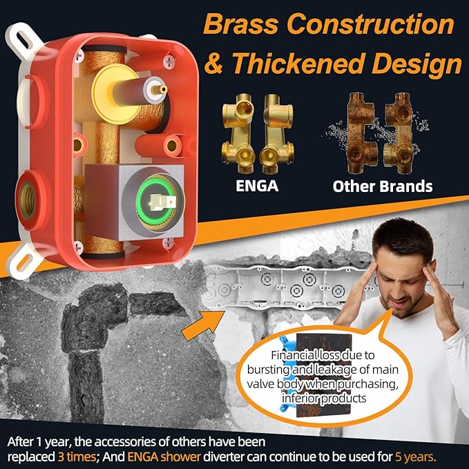 Enga Shower System with Body Jets 12 Inch Ceiling Mounted Rain Shower and Handheld Sprays Brass Full Body Massage Spa Jets Contain Rough-in Shower Valve, Brushed Nickel