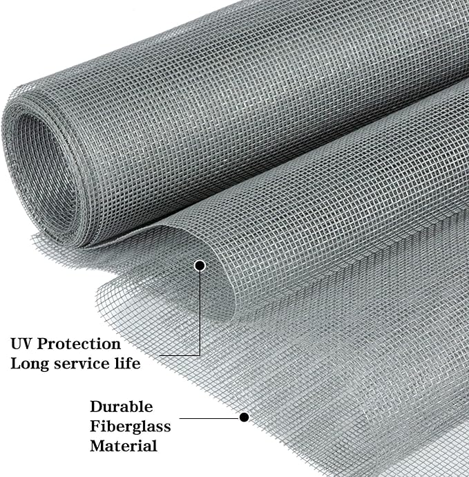 Windows Screen and Screen Door Replacement, 48"x118" Durable Fiberglass Screen Mesh- Window Screen & Sliding Screen Door Repair for Patio and Windows, Tooltriz