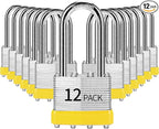 Padlocks Keyed Alike, Pack of 12, Laminated Steel Keyed Lock (1-9/16", 40mm), Padlocks with Same Key, Long Shackle, for Toolbox, Locker & StorageUnit or More