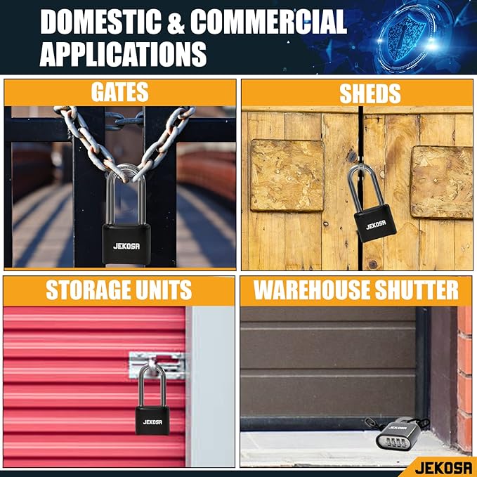 Jekosa® JKE/50 [Weatherpoof] Heavy Duty Combination Lock Outdoor - Lock with 4 Digit Code [No Key] - Ideal for Gate, Shed, Fence