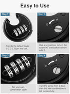 Puroma Combination Lock, 4 Digit Disc Padlock with Hardened Steel Shackle, Keyless Heavy Duty Combo Lock for Outdoor Sheds Fence, Gate Hasps, Storage Unit, School Gym Locker (1 Pack, ‎Black)