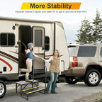 RV Steps with Handrail, Hot Tub 2 Steps with Handrail, Portable Stairs Steps for 5th Wheel RV, Mobile Home Stairs Outdoor RV Step Ladder for Camper and Porch with Non Slip Assist Handrail