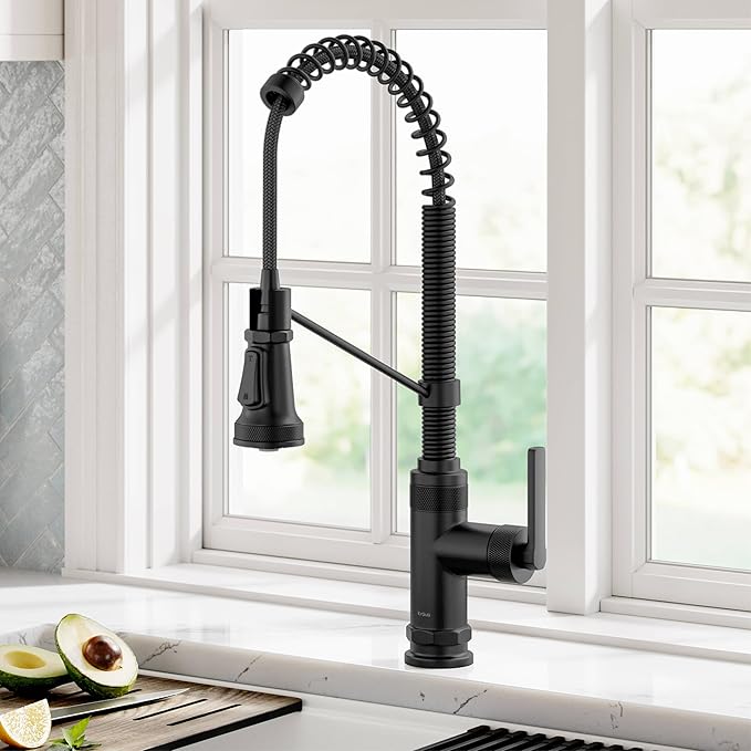 KRAUS Allyn Commercial Style 2-Function Single Handle Pull Down Kitchen Faucet in Matte Black, KPF-4110MB