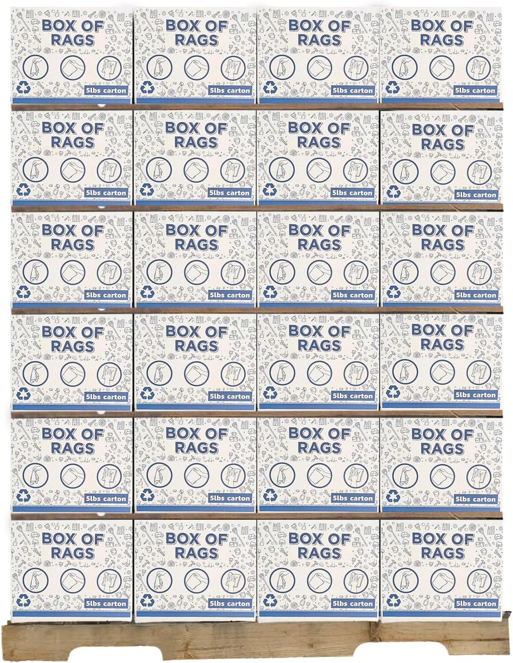 Premium Color Knit Cleaning Rags (120x5 lbs. Boxes Pallet) – Shop Rags Bulk for Workshops, Mechanics, Painters, and Home Use, Multipurpose Cotton T-Shirt Rags