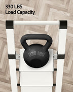 Taranta 3 Step Ladder, Lightweight Aluminum Step Stool with Convenient Handgrip, Folding Ladder with Anti-Slip Pedals, 330lbs Capacity Stepladder for Home, Office, Kitchen - White