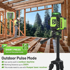 Huepar Laser Level 3x360 Self Leveling with 2 Rechargeable Batteries, 3D 12 Lines High Brightness Green Laser Level for Construction or Home Renovation, LS03CG