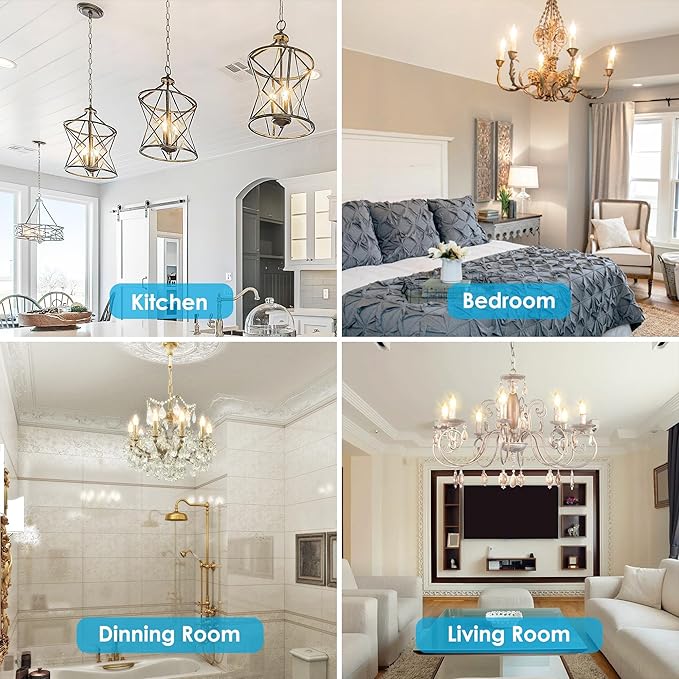 VOLIVO Dimmable E12 LED Candelabra Bulbs 60Watt Equivalent, 2700K Warm White, 500Lumens, 4.5W B11 Vintage Chandelier Light Bulbs, LED Filament Clear Glass Candle Lamp for Ceiling Fan Home Decor, 6Pack