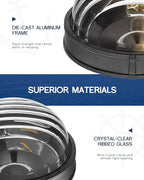 FEMILA 10" Round Bulkhead Outdoor Wall Light, Nautical Outdoor Lighting, Black Outdoor Light Fixture for Front Door/Porch/Patio, Aluminum Glass,UL Listed, 4FYX105FL BK SW