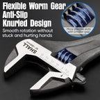 SHALL 3-Piece Adjustable Wrench Set, 10/8/6 Inch Cr-V Steel Wrench with Cushion Grip, Wide Jaw Black Oxide Wrench with Laser-etched SAE Scales for Home, Garage, Workshop and DIY, Dark Blue