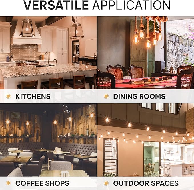 Vintage Edison Incandescent Light Bulbs - 6-Pack 60W, E26/E27, Dimmable 2100K Antique Filament Lamp - ST64 Squirrel Design for Indoor & Outdoor Use