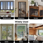 Window Screen Door Repair/Replacement Kit,48" x178" Adjustable Durable Fiberglass Window Screen Mesh,with Spline/Roller/Hook/Clips Screen Door Repair Kit,DIY Window,Porch Sliding Door(Grey)