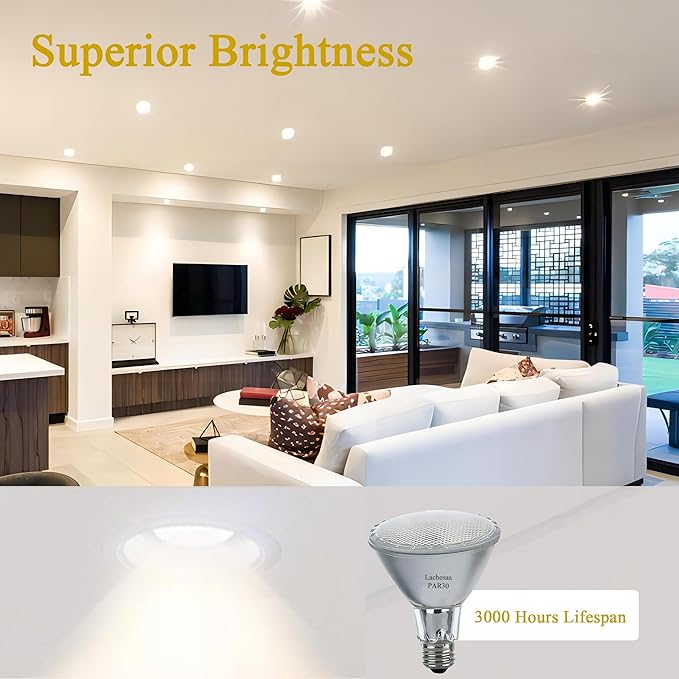 Par30 Long Neck Halogen Flood Light Bulbs 6pcs, 60W 120V 2700K Warm White Dimmable High Brightness, E26 Base, Great for Accent Lighting, Tracking, Recessed Bulb