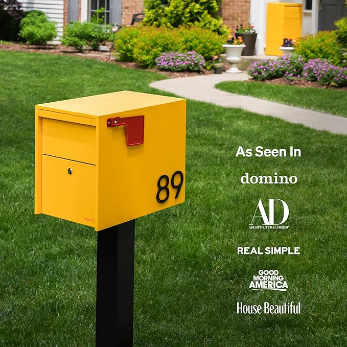 Lockable Post Mount Mailbox | Large Size (RED), Anti-Theft Locking Mailbox, 15.5" H x 12" W x 18.5" D, Weatherproof Mailboxes for Outside The House