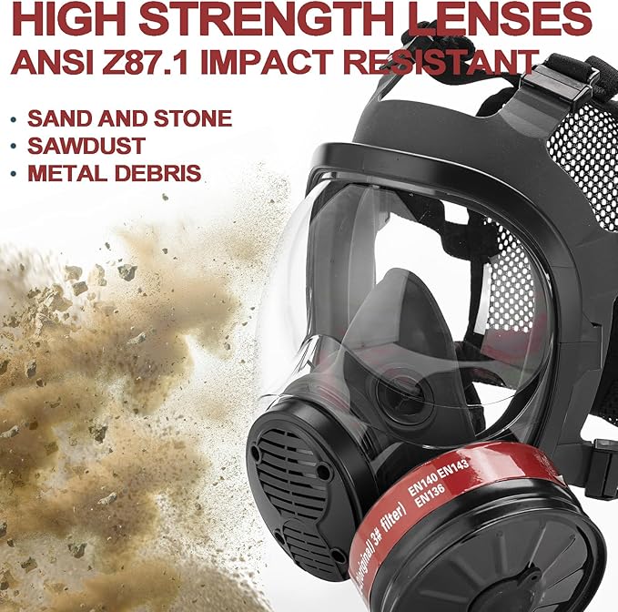 RANKSING Reusable Respirator Full Gas Mask Full 6800 with Filters for Dust, Asbestos, Chemicals while Painting, Spraying