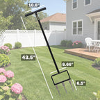 Lawn Aerator, Core Aerator Lawn Tool, Stainless Steel 3-Corer Lawn Hand Aeration – Manual Yard Plug Aerator for Compacted Garden Soil, Garden Care, Gardening Core Aeration Tool (Spike Tine)