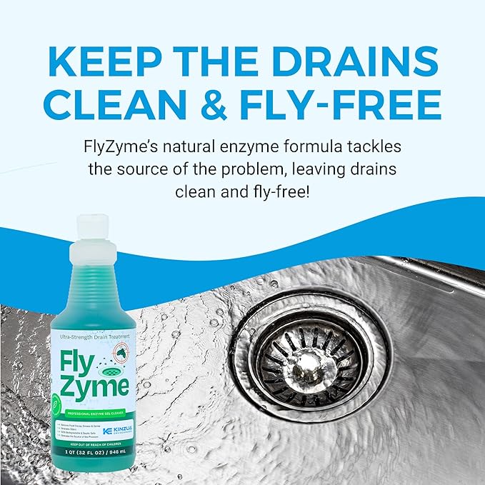 Kinzua Environmental Fly-Zyme, Highly Concentrated Enzyme Drain Cleaner for Pipes, Drain Gel for Fruit Flies, Organic Waste Degrader & Odor Neutralizer, 32 fl oz, Pack of 2