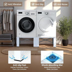 SKM 2-in-1 Washer & Dryer Pedestal Stand, 29" Universal Laundry Raiser for 4.8-5.3 cu. ft. Machines | Heavy-Duty Steel, 700LB Capacity | 12.6" Ergonomic Height, White