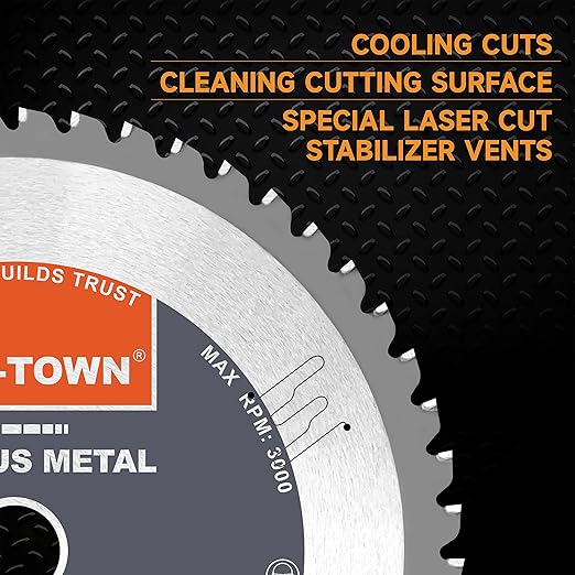 TWIN-TOWN 10-Inch 52 Teeth Dry Cut Steel and Ferrous Metal Cermet Saw Blade with 1-Inch Arbor