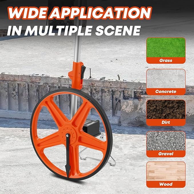 SILVEL 12 Inch Measuring Wheel, MAX9999FT Measuring Wheel in Feet and Inches, One key to Zero Rolling Tape Measuring Wheels, Orange