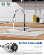 Kitchen Faucet Head Replacement, Pull Down Faucet Spray Head, 3 Function Faucet Tap Spout Sprayer Nozzle for Kitchen Faucet with 11 Adapters, Chrome