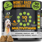 Googipet Premium 10 in 1 Dog Vitamins Multivitamin Chewable w/Dog Probiotics for Gut Health, Dog Vitamins and Supplements w/Vitamin C & Glucosamine for Joint Support (Peanut Butter & Pumpkin Flavor)