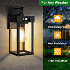 2 Pack Outdoor Solar Wall Light Fixtures With Dusk To Dawn Sensor,Large Size Black Outdoor Wall Lights with 3Lighting Modes,Exterior Waterproof Solar Wall Sconce Light for Outside,Garage(Black-2P)