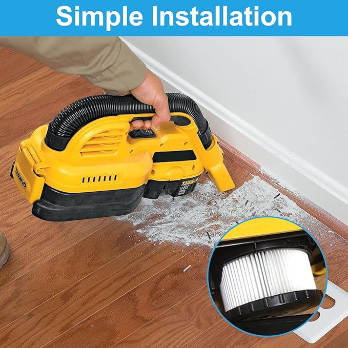 MZY LLC DC5151H HEPA Filter for DEWALT DC5151H DC515 DCV517 DCV517B Wet Dry Vacuum, Includes 4 Pcs DC5151H Filter, 4 Foam Sleeve Filter, 1 Cleaning Brush