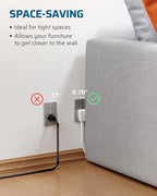 DEWENWILS 6FT Flat Plug Extension Cord, 3 Prong Ultra Thin Power Strip, 13A/125V/1625W, 16/3 Awg Grounded Flat Power Cable for Indoor Narrow Space, SPT-3 Cord, ETL Listed, White, 2 Pack