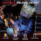 ARCCAPTAIN 3.94"X3.66" Large Viewing Screen Welding Helmet, True Color Auto Darkening Welding Hood, Solar Powered 4 Arc Sensor, Wide Shade 4-5/5-9/9-13 Welding Mask (Skeleton Technology)