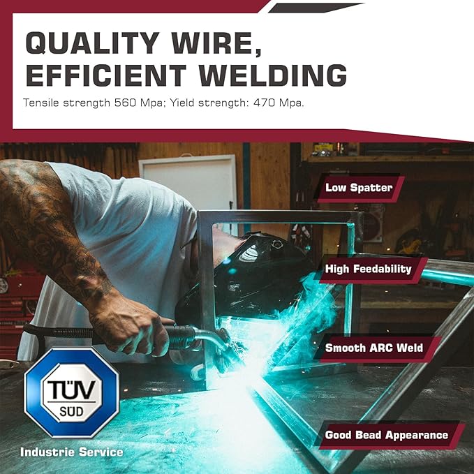 ARCCAPTAIN MIG Welding Wire, MIG Wire ER70S-6 2Lbs Gas Solid Carbon Steel Low Splatter MIG Welding Wire Compatible With Lincoln Miller Forney Harbor Welder (0.045" 2Lb)