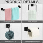 Gisafai 30 Pcs Bathroom Hardware Accessories Set 23.6 Inch Bath Towel Bar Kit Stainless Steel Bathroom Hardware Set Towel Racks Ring Hooks Paper Holder for Wall Mounted (Black)