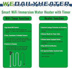 3500W 240V Fully Submersible Water Heater for Hot Tub & Inflatable Pool – Portable Immersion Electric Heater with Auto Shut Off & Wifi Timer for Bathtub, Above Ground Pool and Baptistry