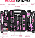 DOWELL 123-Piece Pink Home Repair Tool Kit for Women & Girls - All-in-One DIY Toolkit with Ergonomic Handles, Durable Toolbox, Non-Slip Grips | Perfect Gift for Wives, Moms, Crafters
