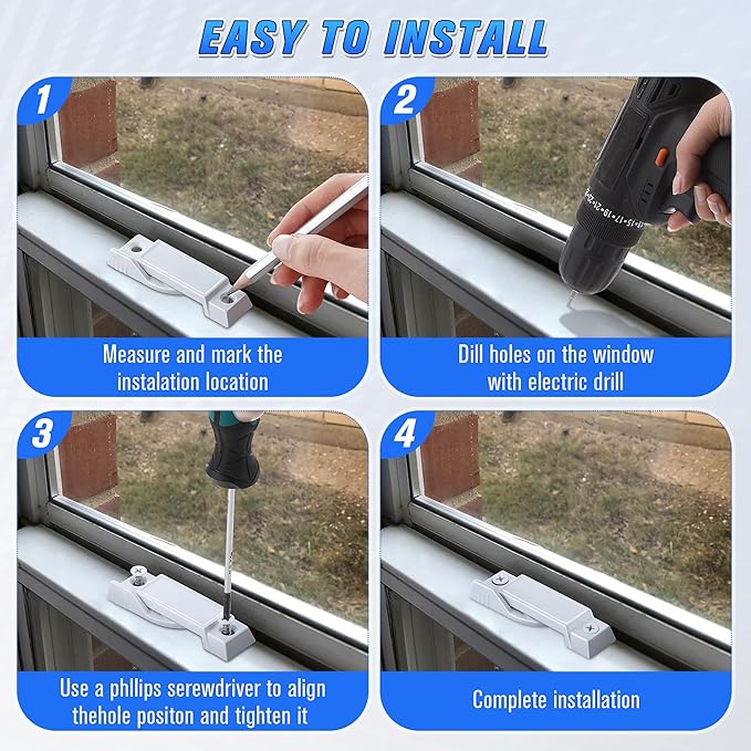 Saillong Replacement Sash Lock Compatible with Prime-line F 2590 for Vertical & Horizontal Sliding Windows, 2-1/4” Mounting Hole Centers, Broken Sash Locks for Additional Home Security (White,3 Pack)