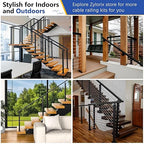 2Pack 8FT T304 Stainless Steel Handrails Black with Extension Connectors End Cap Kits for Cable Railing System Posts Kit, Cuttable Rectangular Handrails Flat Top Rail (Flexible DIY)