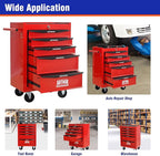 5 Drawers Rolling Tool Box on Wheels, Multifunctional Tool Chest Cabinet with Lock, Drawers Rolling Tool Cart Trolley Organizer Tool Storage Case for Warehouse,Garage,Workshop (Red)