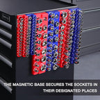 WORKPRO Magnetic Socket Organizer Set, 6-Piece Socket Holder Set Includes 1/4", 3/8", 1/2" Drive Metric SAE Socket Trays, Holds 143 Pieces Sockets, Christmas Gift for Men(Socket not Included)