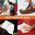 Arkwright Tshirt Bag of Rags - 10 lb Bag - Low Lint, Streak-Free Multipurpose Professional Cotton Cleaning Cloths for Stain, Paint, Wood, and Grease, White