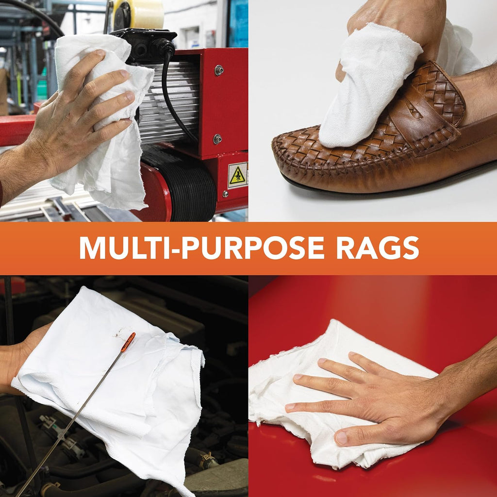 Arkwright Tshirt Bag of Rags - 5 lb Bag - Low Lint, Streak-Free Multipurpose Professional Cotton Cleaning Cloths for Stain, Paint, Wood, and Grease, White