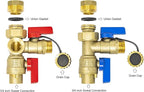 3/4 inch Sweat Tankless Water Heater Isolation Valve Kit with Pressure Relief Valve, FNPT x Sweat, 3/4'' Service Valve Kit for Rheem, Rinnai, Ecosmart Navien Noritz Takagi Bosch