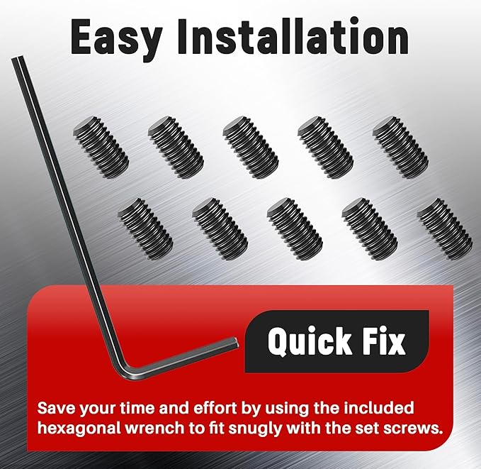 10-Pack 155023 Screw Kit Replacement for Moen | Carbon Steel Set Screw Kit | Includes Wrench for Kitchen Faucet Handle Repair & Faucet Replacement Parts