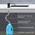 Gagal Soap Dispenser (Matte Black) and Extension Tube Kit for Kitchen Sink, Complete Brass Pump with 40" Silicone Tube Connect to The Bottle Directly, Say Goodbye to Frequent Refills