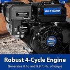 BILT HARD 25-Ton Horizontal/Vertical Towable Gas Log Splitter, Hydraulic Log Splitter with 8 HP 223cc 4-Cycle OHV Engine, 2" Ball Coupler, Safety Chains, Wood Splitter for Firewood Splitting