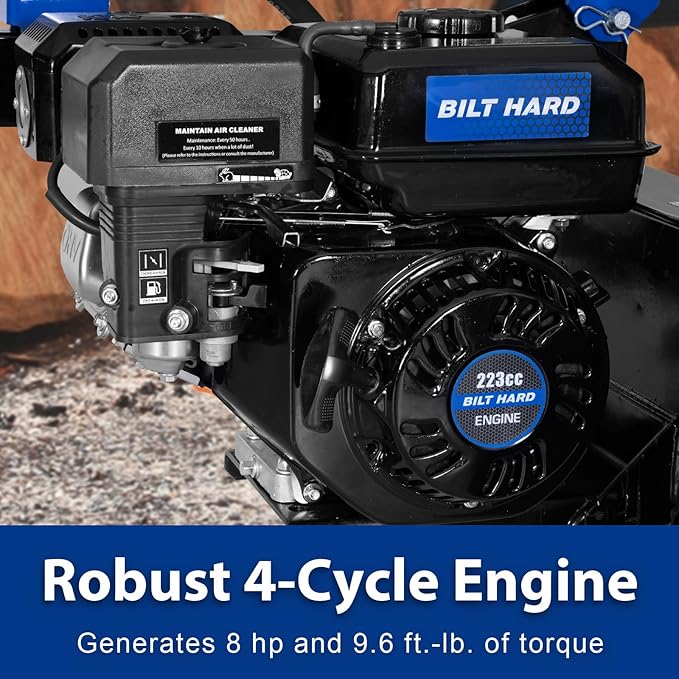 BILT HARD 25-Ton Horizontal/Vertical Towable Gas Log Splitter, Hydraulic Log Splitter with 8 HP 223cc 4-Cycle OHV Engine, 2" Ball Coupler, Safety Chains, Wood Splitter for Firewood Splitting