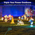 BN-LINK 2-Pack 10Ft Outdoor Extension Cord with 3 Outlets 16/3 SJTW Power Cord, 3-Prong Grounded Plug, for Landscaping & Holiday Decorations, ETL Listed