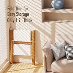 2 Step Lightweight Aluminum Folding Ladder, Portable Step Stool with Anti-Slip Pedals, 330 lbs Capacity for Home, Office, Kitchen（White&Woodgrain）