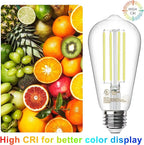 TJOY 32 Pack Vintage Edison LED Light Bulbs, Dimmable, 60W Equivalent, E26 Medium Base, 5000K Daylight, ST58, 8W, 800LM, Ultra-Bright, 80+CRI, Antique Decorative Filament, Clear Glass