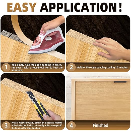 GSCIT Club Maple Edge Banding, 5/8 inch x 250ft roll of Veneer Edge Banding -Pre-glued Flexible, Real Wood Tape Banding for Cabinet Repair Furniture Restoration