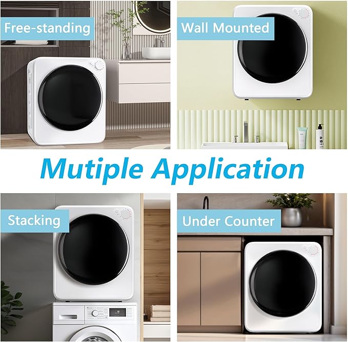 800W Electric Portable Clothes Dryer, High End Laundry Front Load Tumble Dryer Machine with Stainless Steel Tub, 5 Mode Simple Control Knob secadora de ropa for Apartment, Dorm, RV