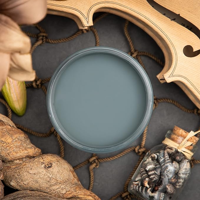 Dixie Belle Paint Company Chalk Finish Furniture Paint - Stormy Seas (8oz) - Matte Blue Gray Chic Chalk Mineral DIY Furniture Paint